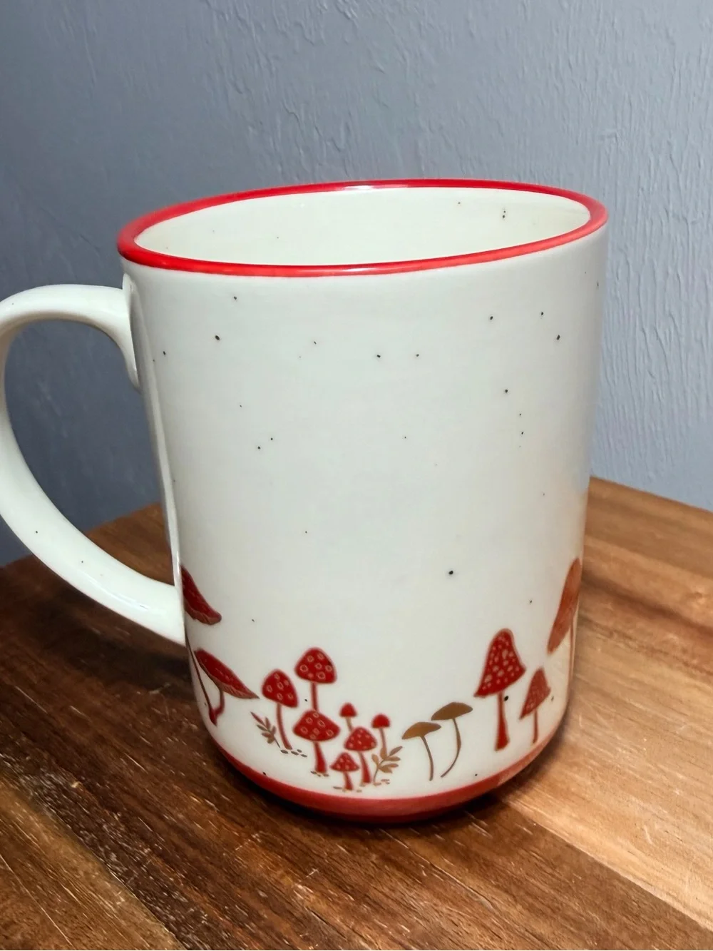 Ceramic Red Mushroom Accent Mug - White and Red - Picture 3 of 7